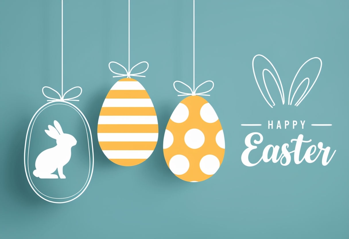 Minimalist Easter Greeting Card with Decorated Eggs Design