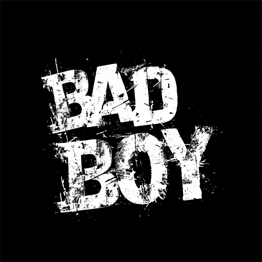 Bold Grunge Bad Boy Typography on Black T-Shirt