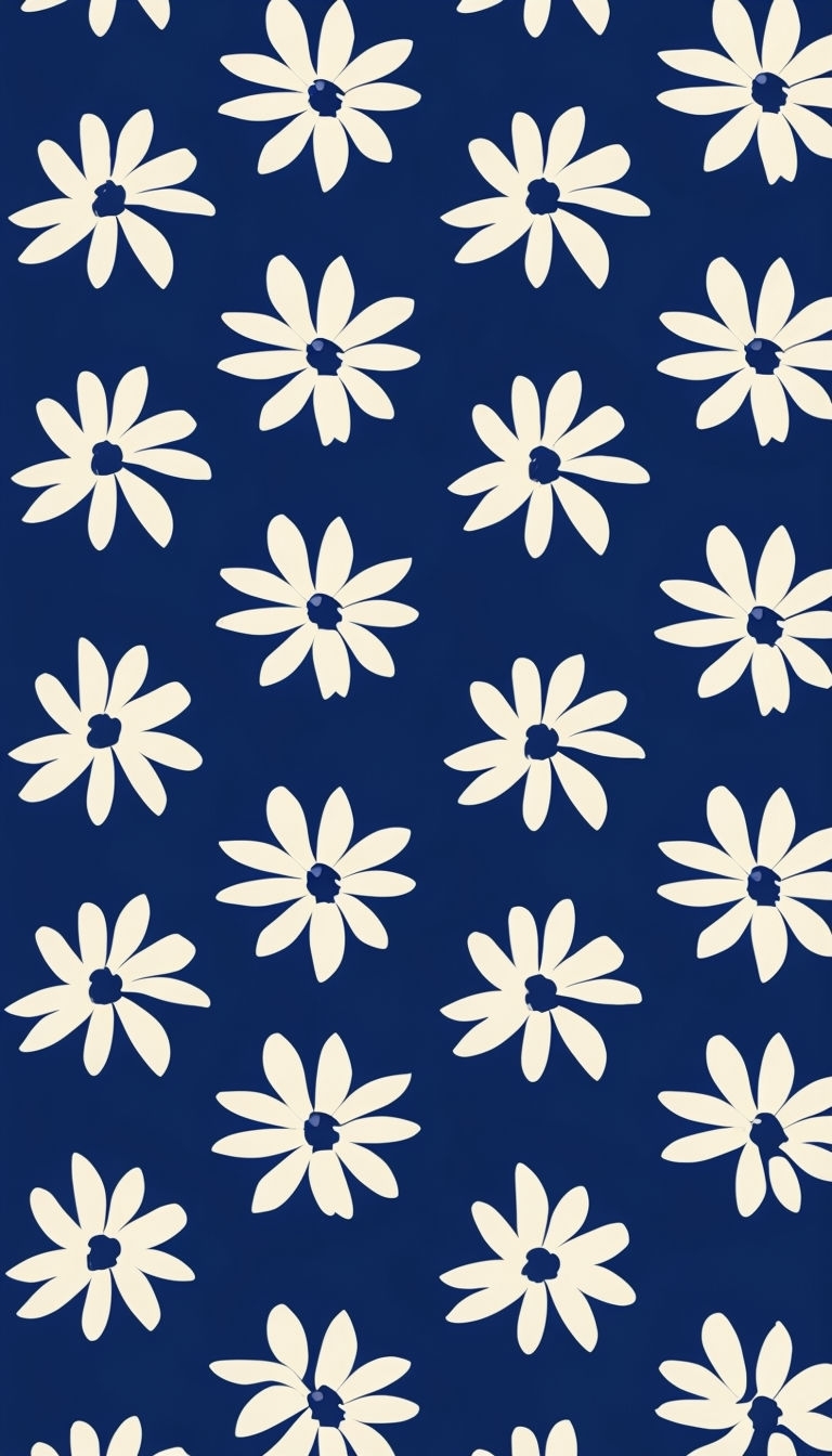 Elegant Floral Pattern on Deep Blue Background Phone Case Cover