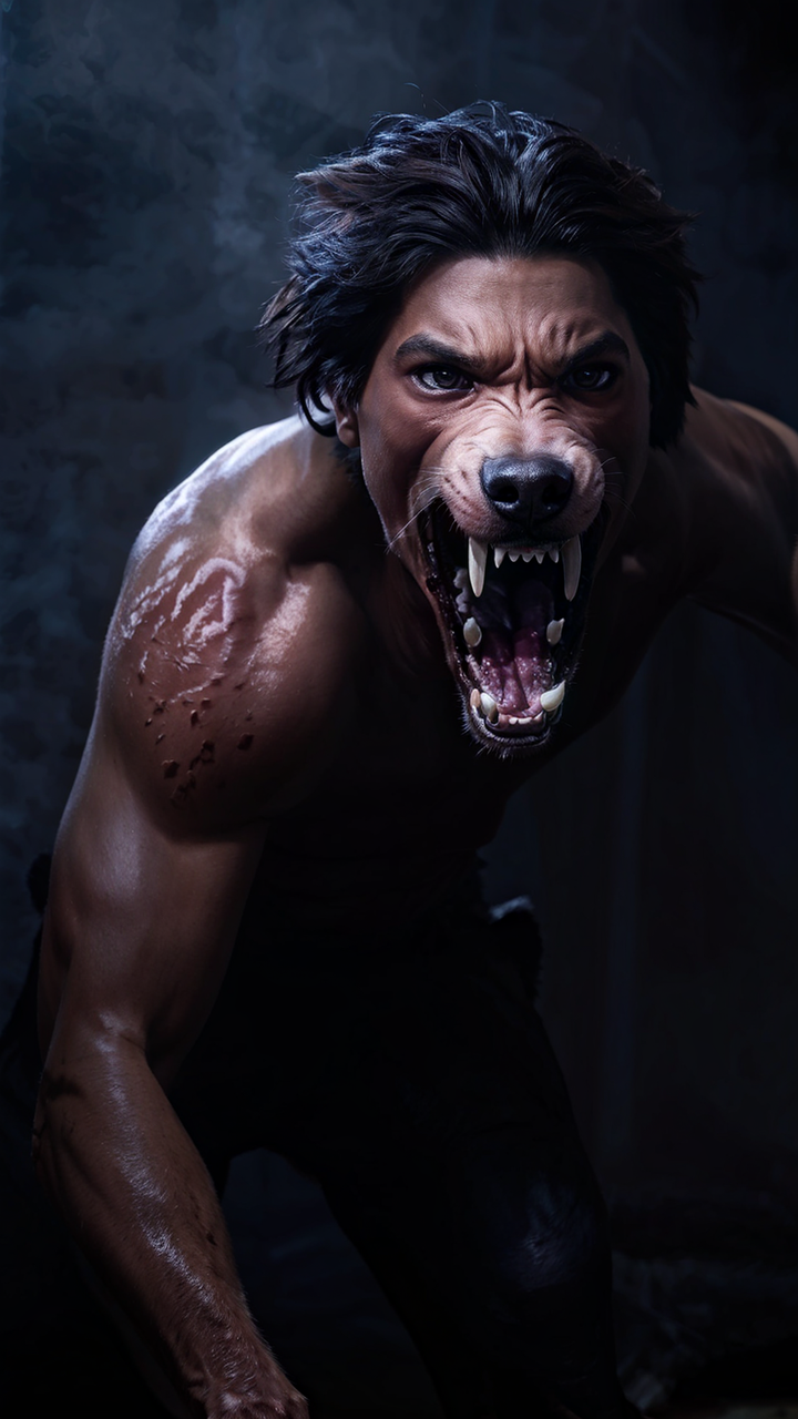 Male teen mid-transformation into a canine by Jey (SoliKey) - Playground