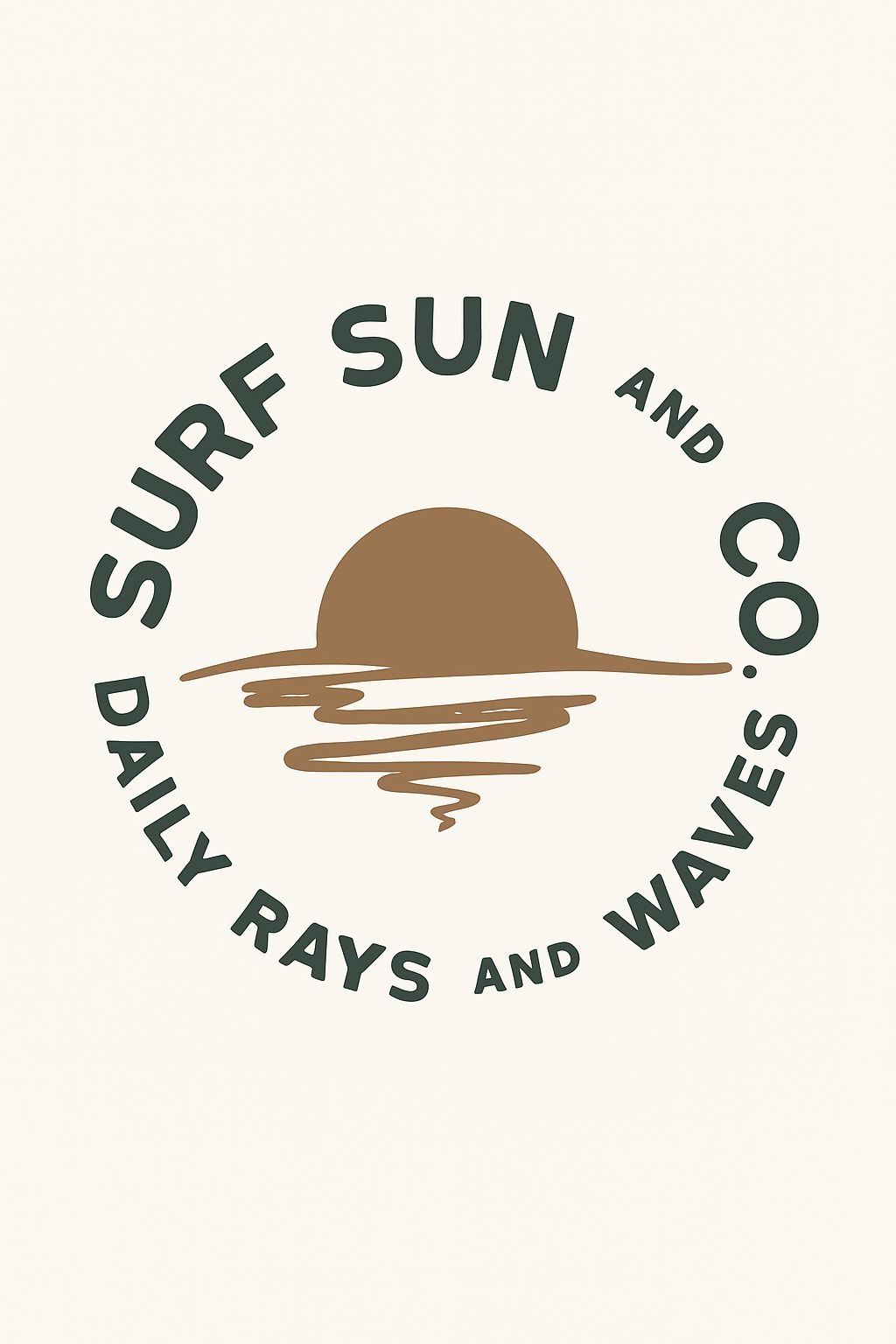 Modern Minimalist Surf Sun and Waves Logo T-Shirt
