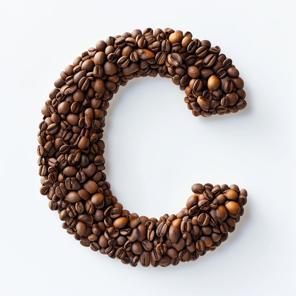 Coffee Bean Monogram Letter C Design on White Background Monogram