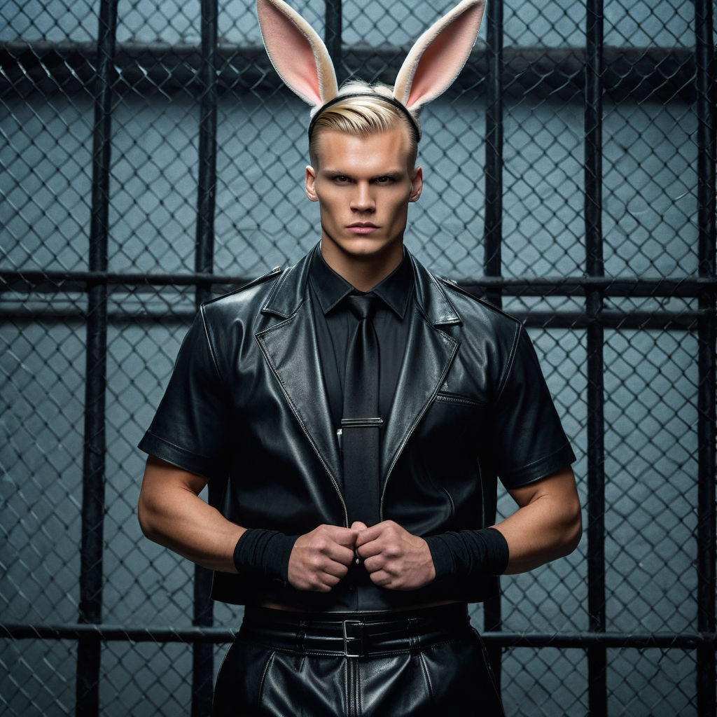 leather bunny costume bodysuit