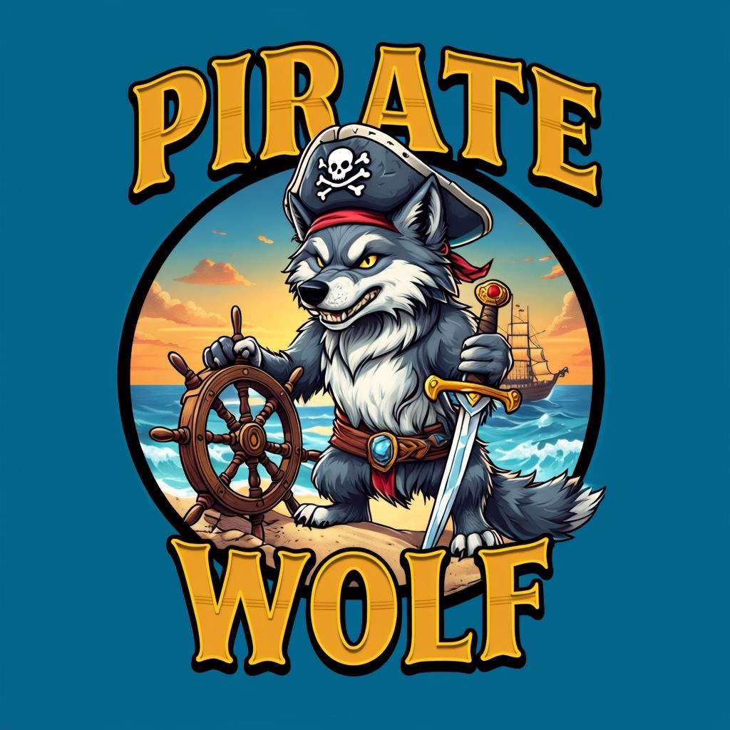 Whimsical Pirate Wolf Illustration for Adventure Lovers T-shirt