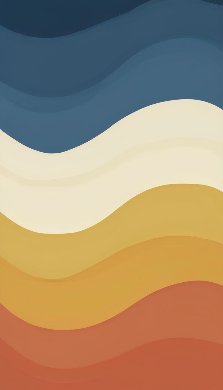 Abstract Wavy Color Bands Design on Dark Blue Background Mobile Wallpaper