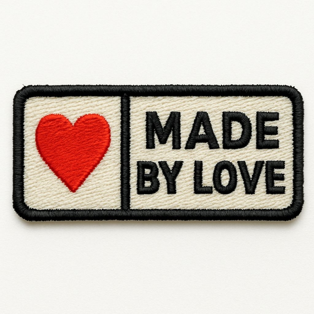 Vibrant Heart Embroidered Patch with Love Text for Hats