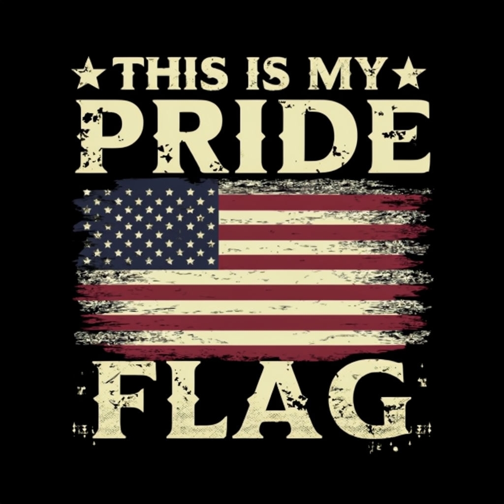 Distressed American Flag with Pride Text Vintage Poster