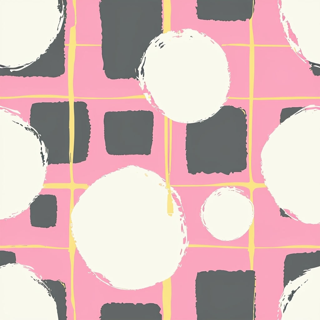 Modern Abstract White Circles on Pink Background Seamless Pattern