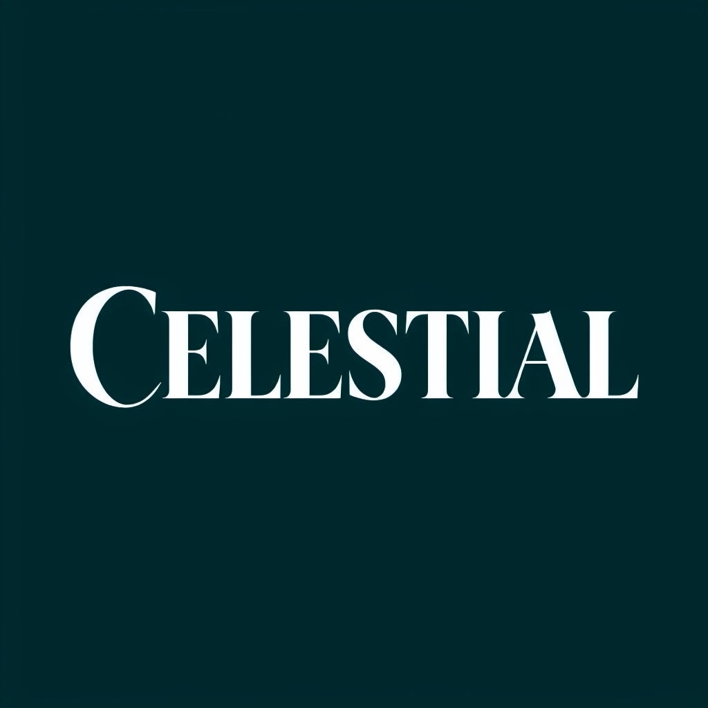 Elegant Celestial Logo Design on Dark Teal Background Logo