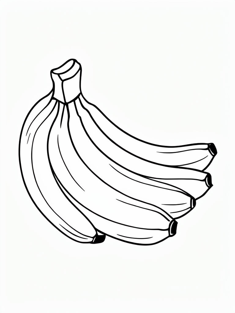 Simple Black and White Banana Bunch Coloring Page for All Ages