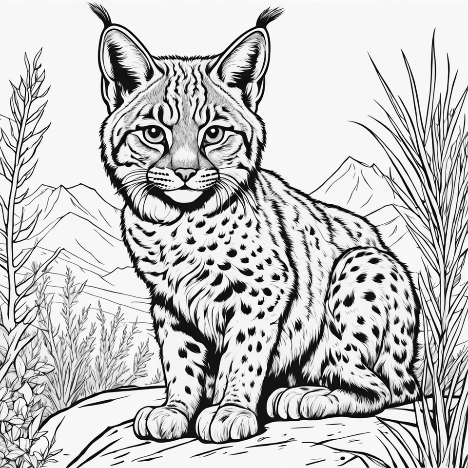 Cute Bobcat Bold And Easy Coloring Page With Blank Backgroun By Sx Arabika Playground