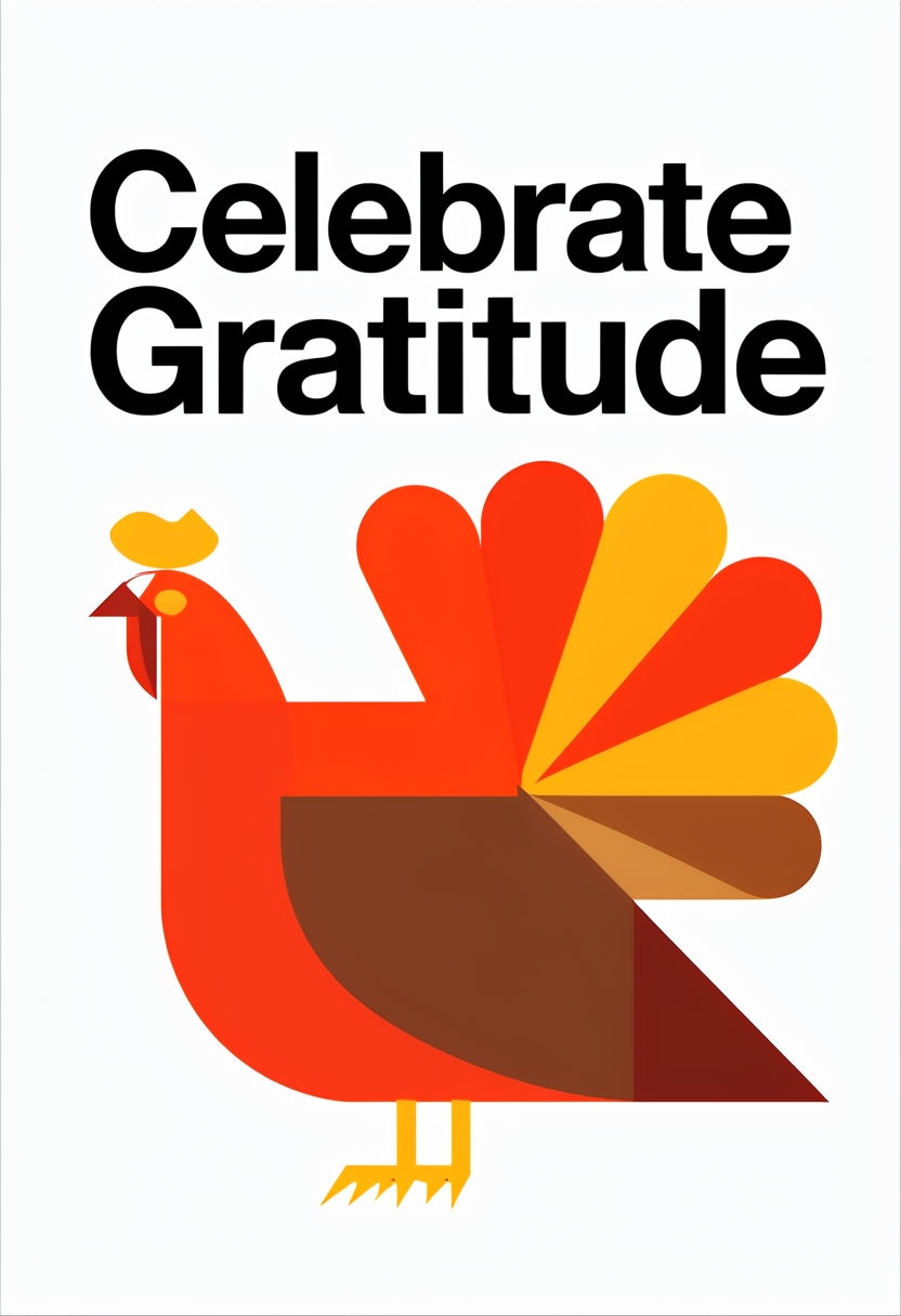 Modern Thanksgiving Turkey Celebration Gratitude Poster