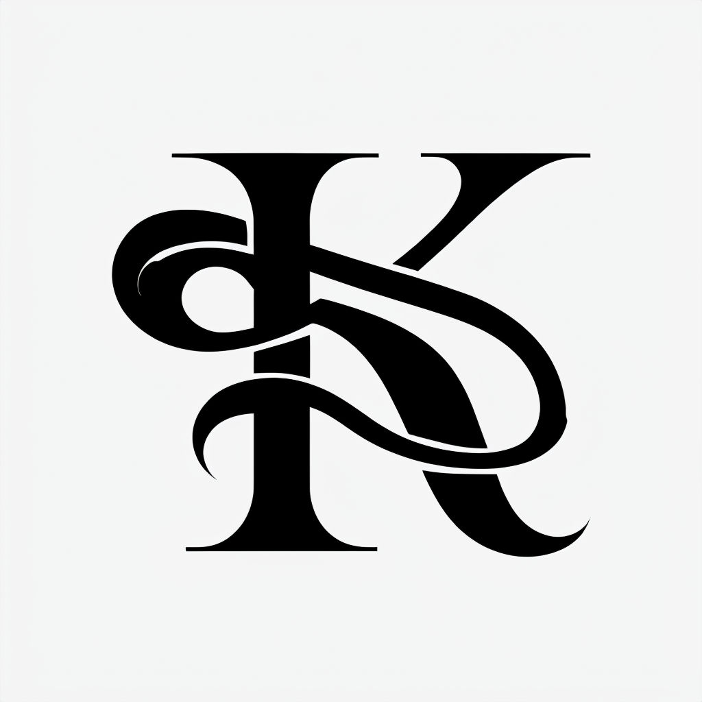 Stylish Black Serif Letter K Monogram Design on White Background Monogram