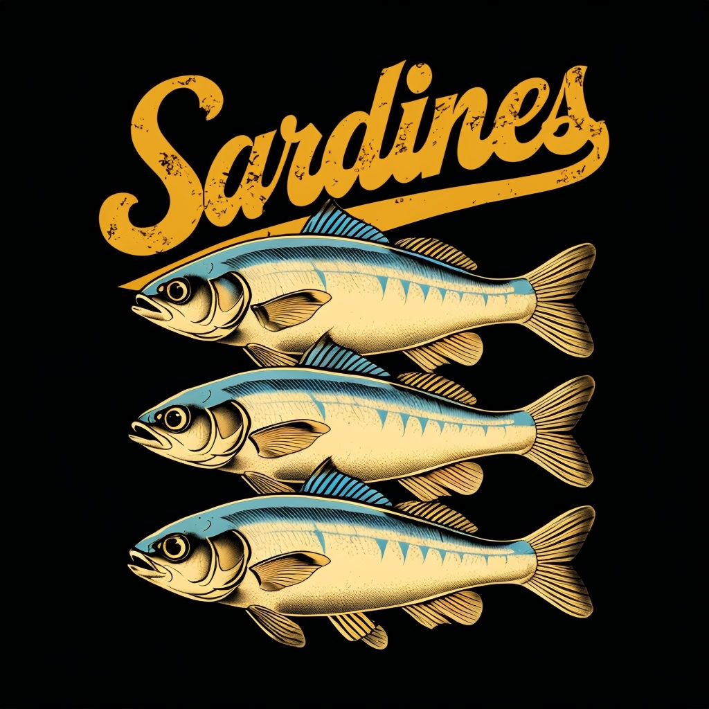 Vintage Sardines Fish Illustration T-Shirt