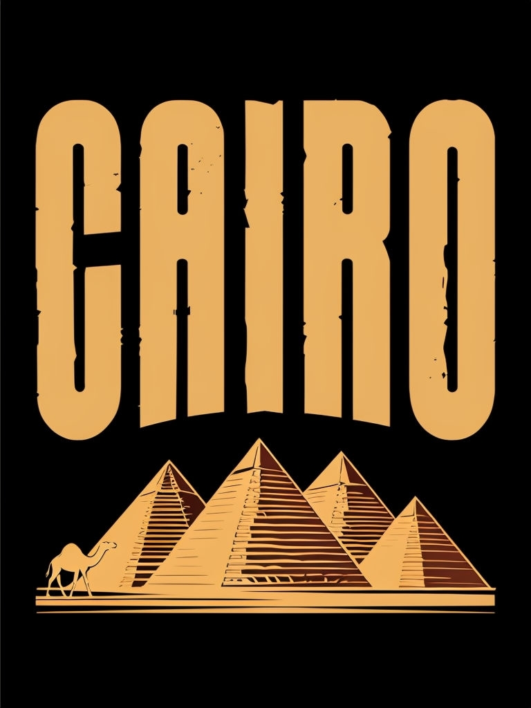 Minimalist Cairo Pyramids and Camel Graphic T-Shirt
