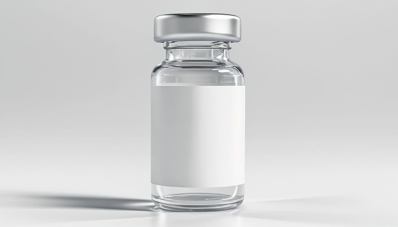 Clear Pharmaceutical Vial with Blank Label Studio Mockup