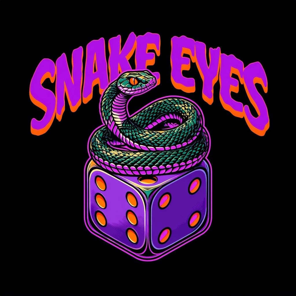 Bold Snake Eyes Graphic Design T-Shirt