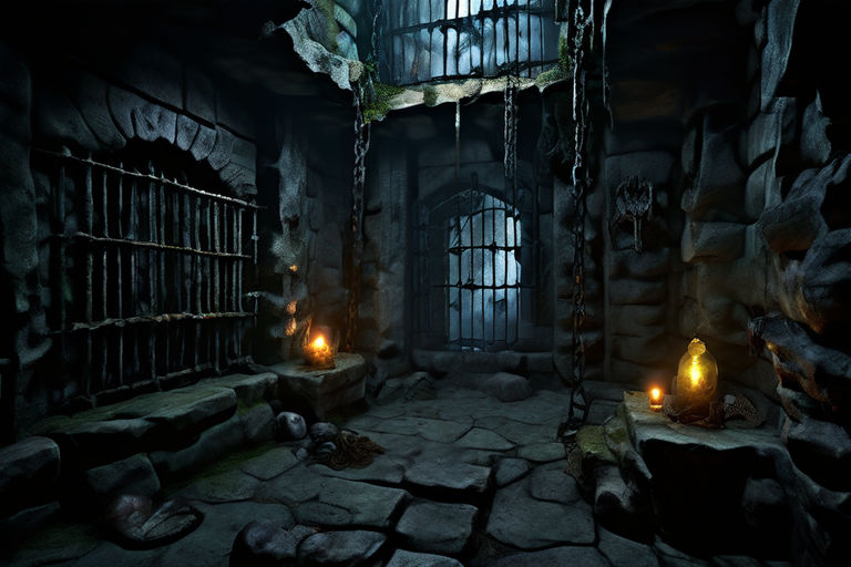 Stone prison cell infused with fantasy elements by Компот Яблочный ...