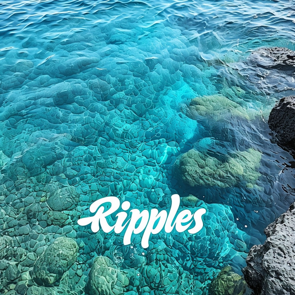 Tranquil Turquoise Water with R I P P L E S Text Album Cover