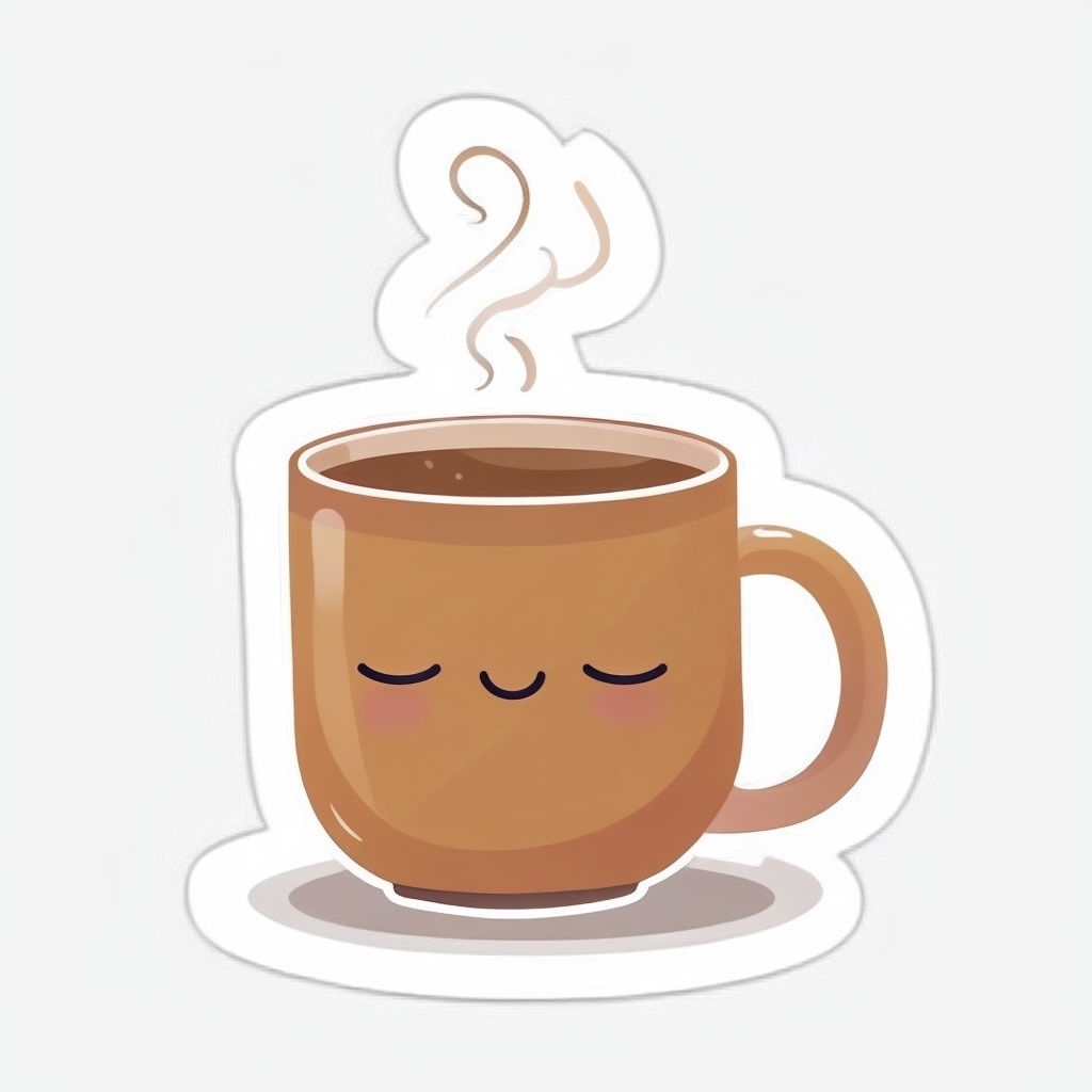 Cute Cartoon Coffee Mug with Steam Sticker