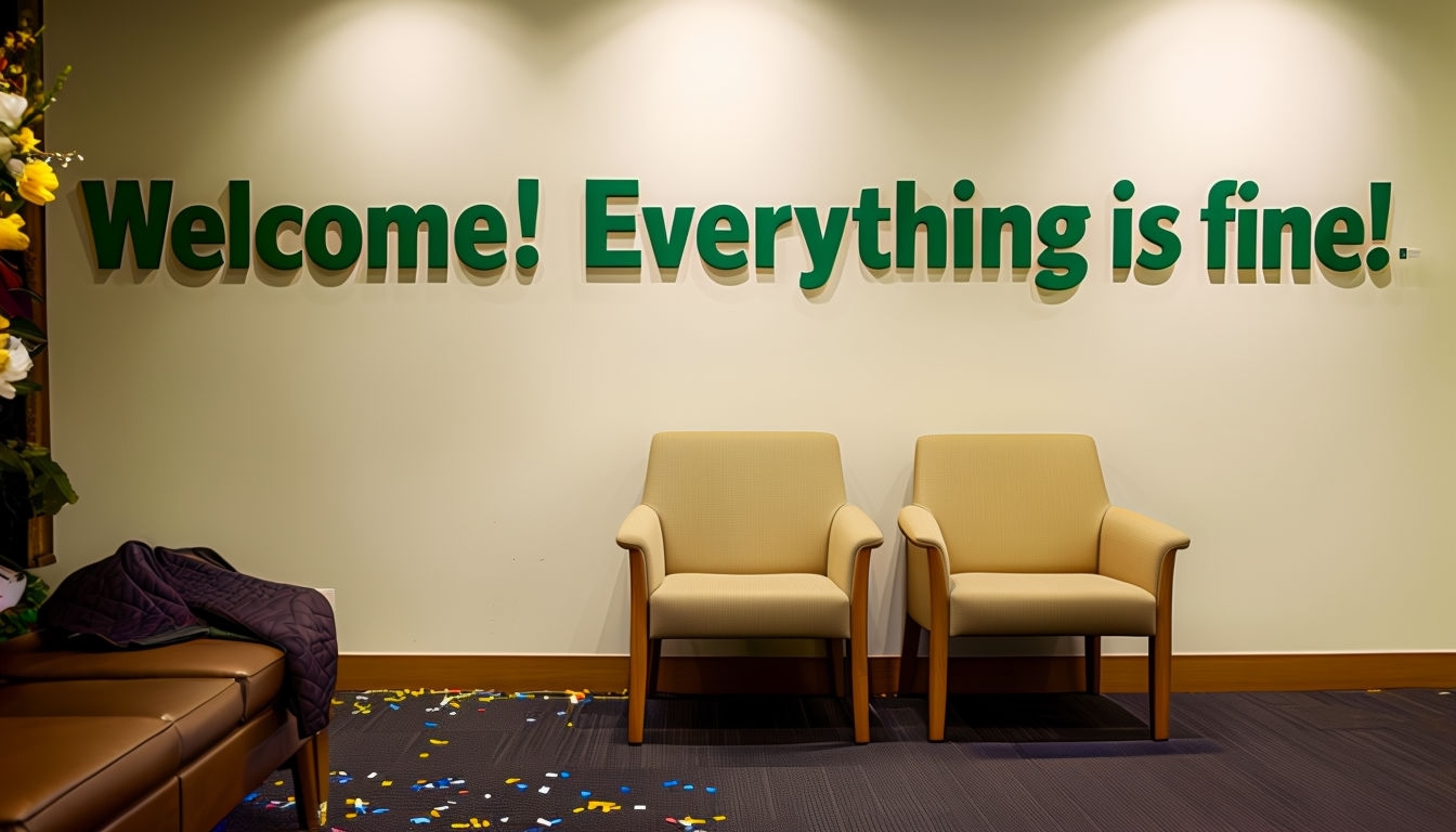 Inviting Indoor Scene with Welcome Message Virtual Background