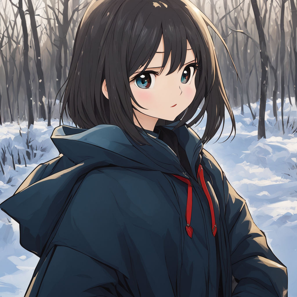 Beautiful cold anime girl