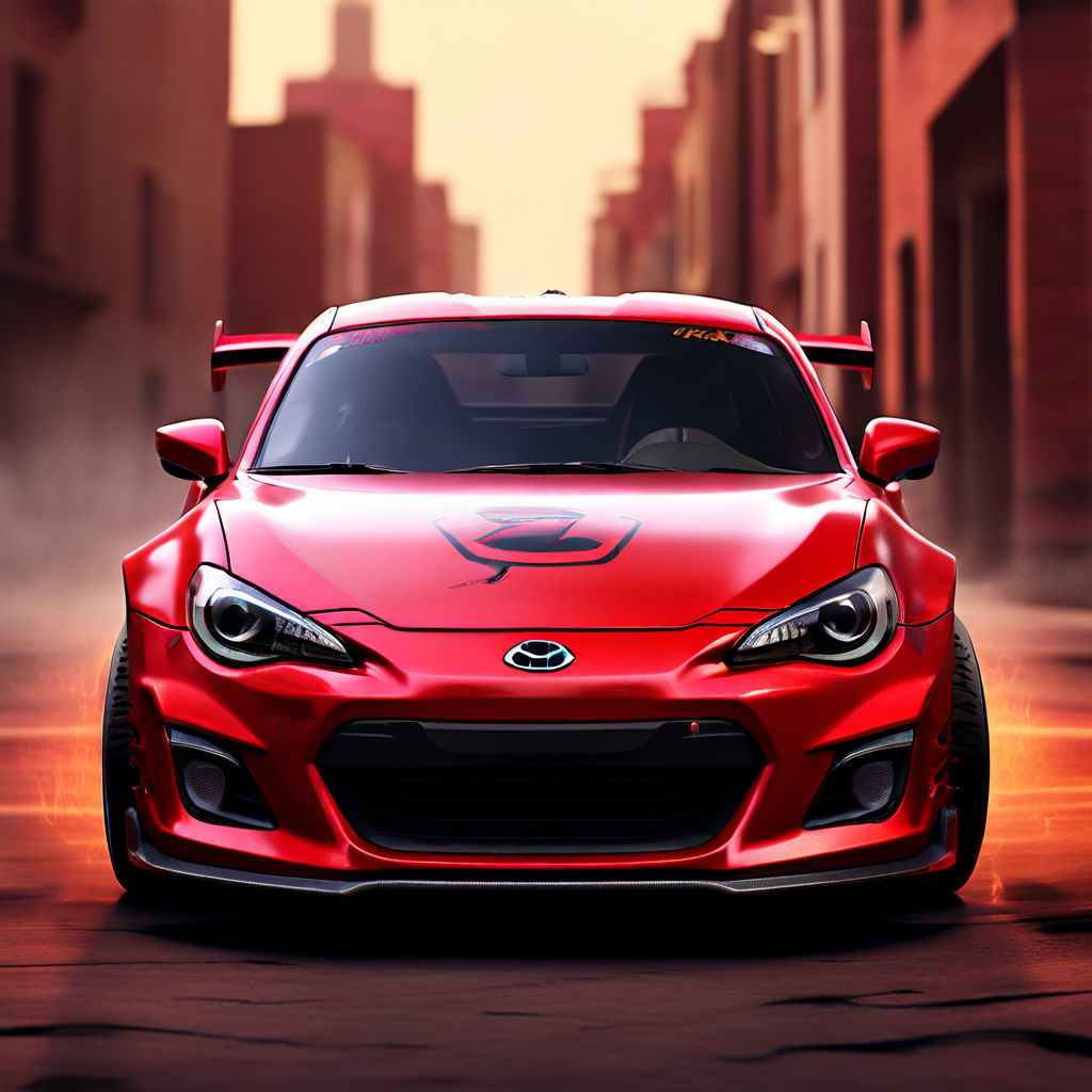 A logo of lightning mcqueen as a red Subaru BRZ by Asad Ali Playground