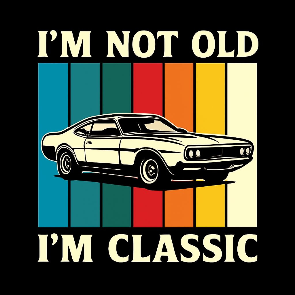 Classic Muscle Car Retro Design with Vibrant Stripes T-Shirt