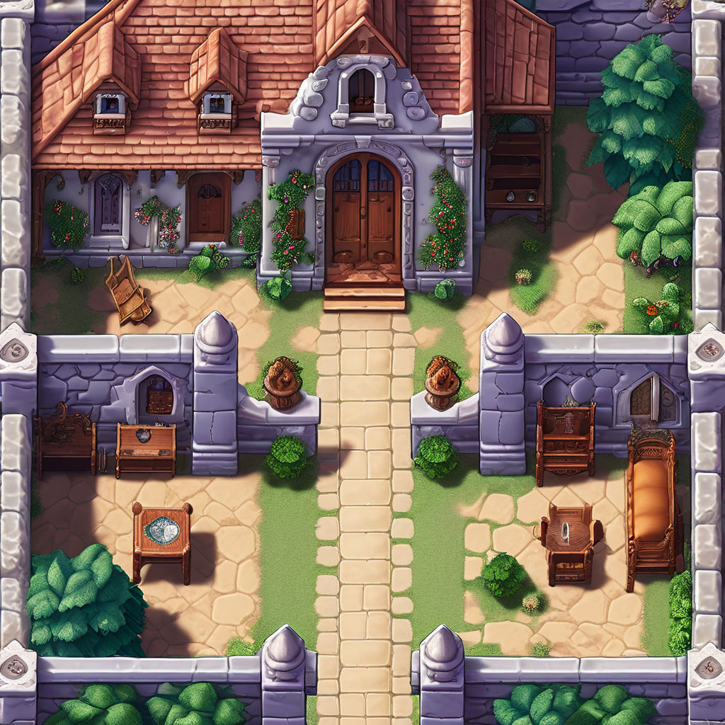 A detailed realistic princess house tileset in a illusion of... by ...