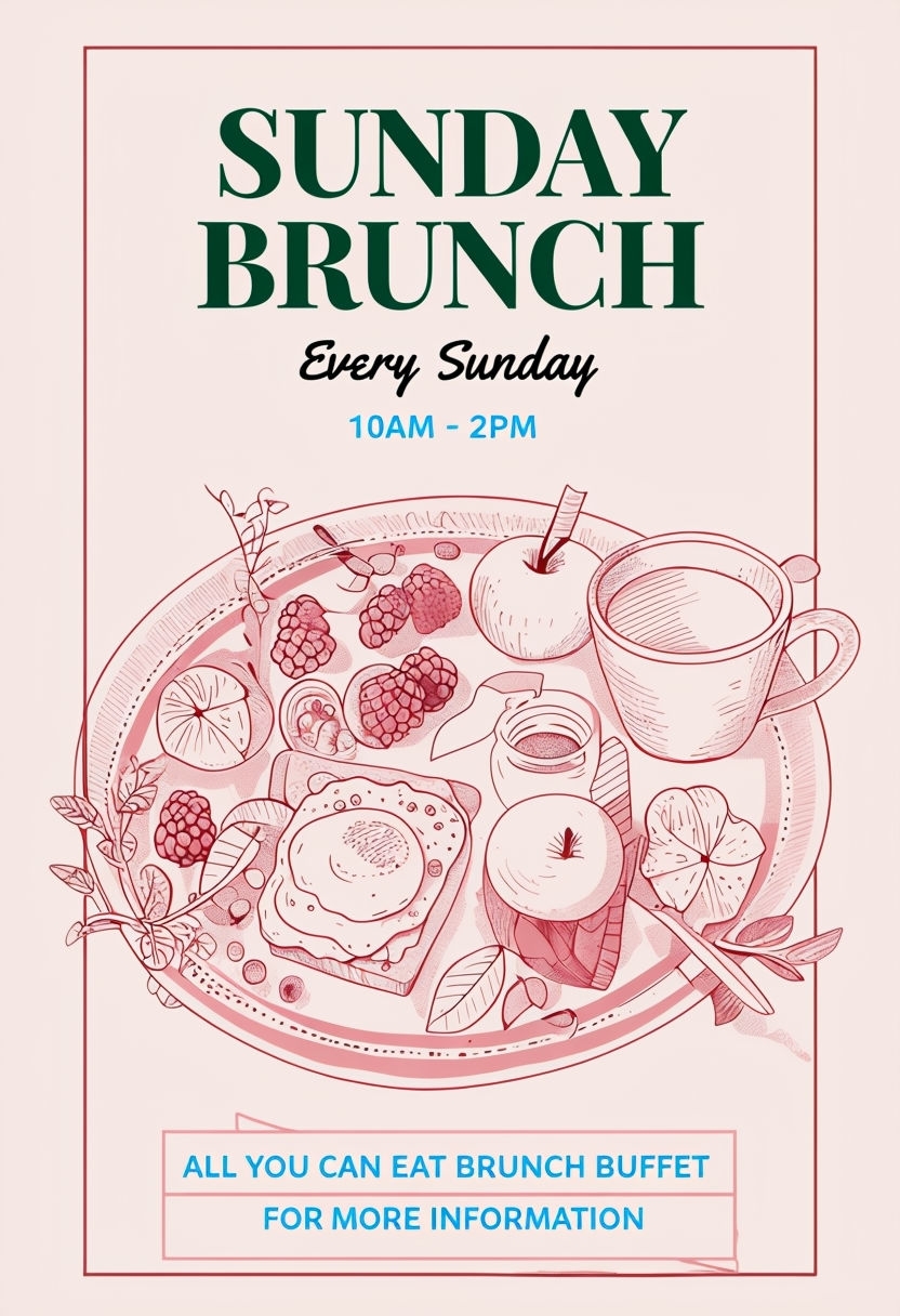 Minimalist Sunday Brunch Promotional Poster Design for Events Card & Invite