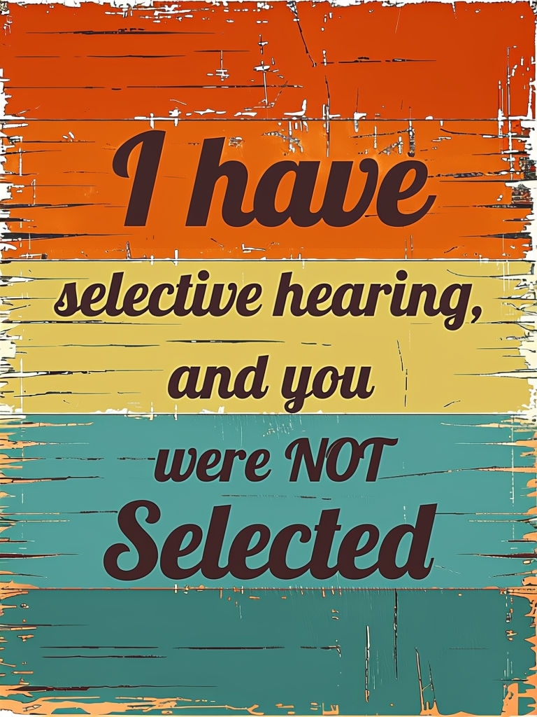 Vintage Retro Selective Hearing Quote Art Poster