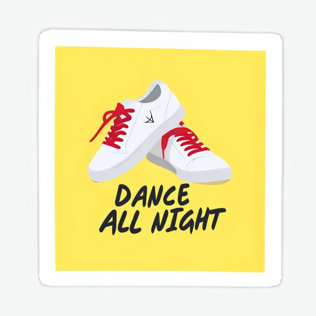 Stylish White Sneakers with Red Laces Dance All Night Sticker