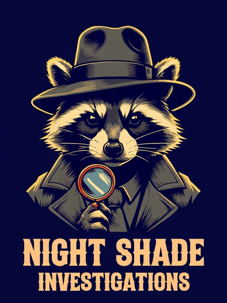 Detective Raccoon in Noir Style with Magnifying Glass T-Shirt