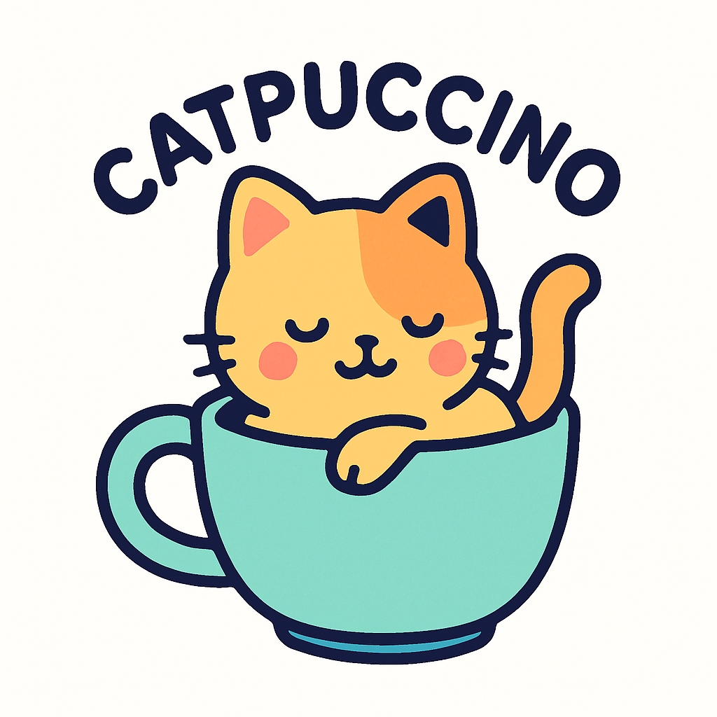 Playful Catpuccino Cartoon Illustration Sticker