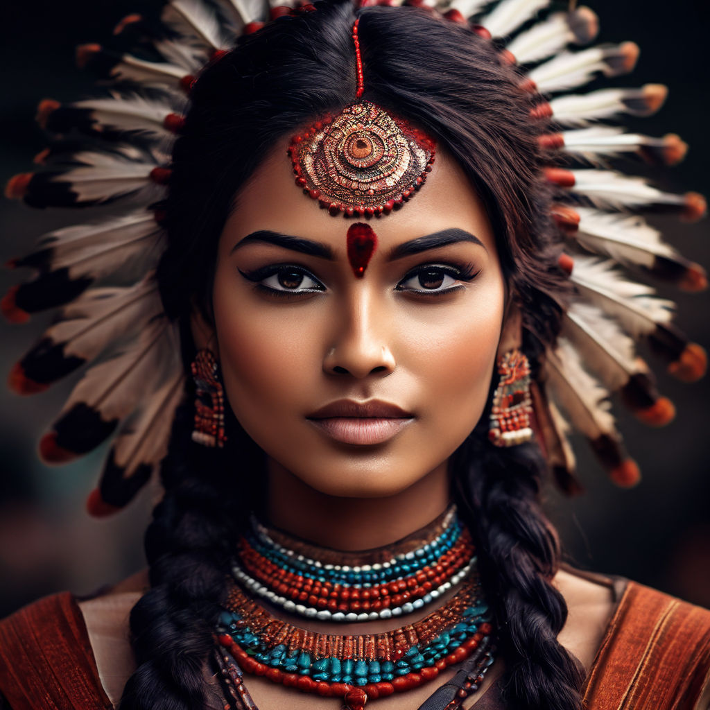 realistic beautiful naked Indian queen woman