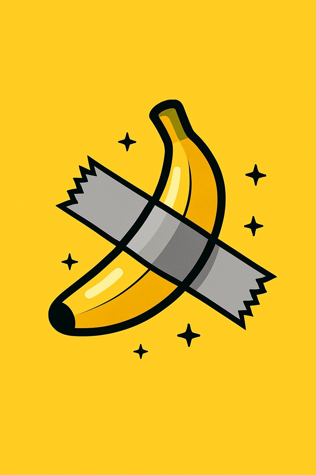 Playful Cartoon Banana with Band-Aid and Stars T-Shirt