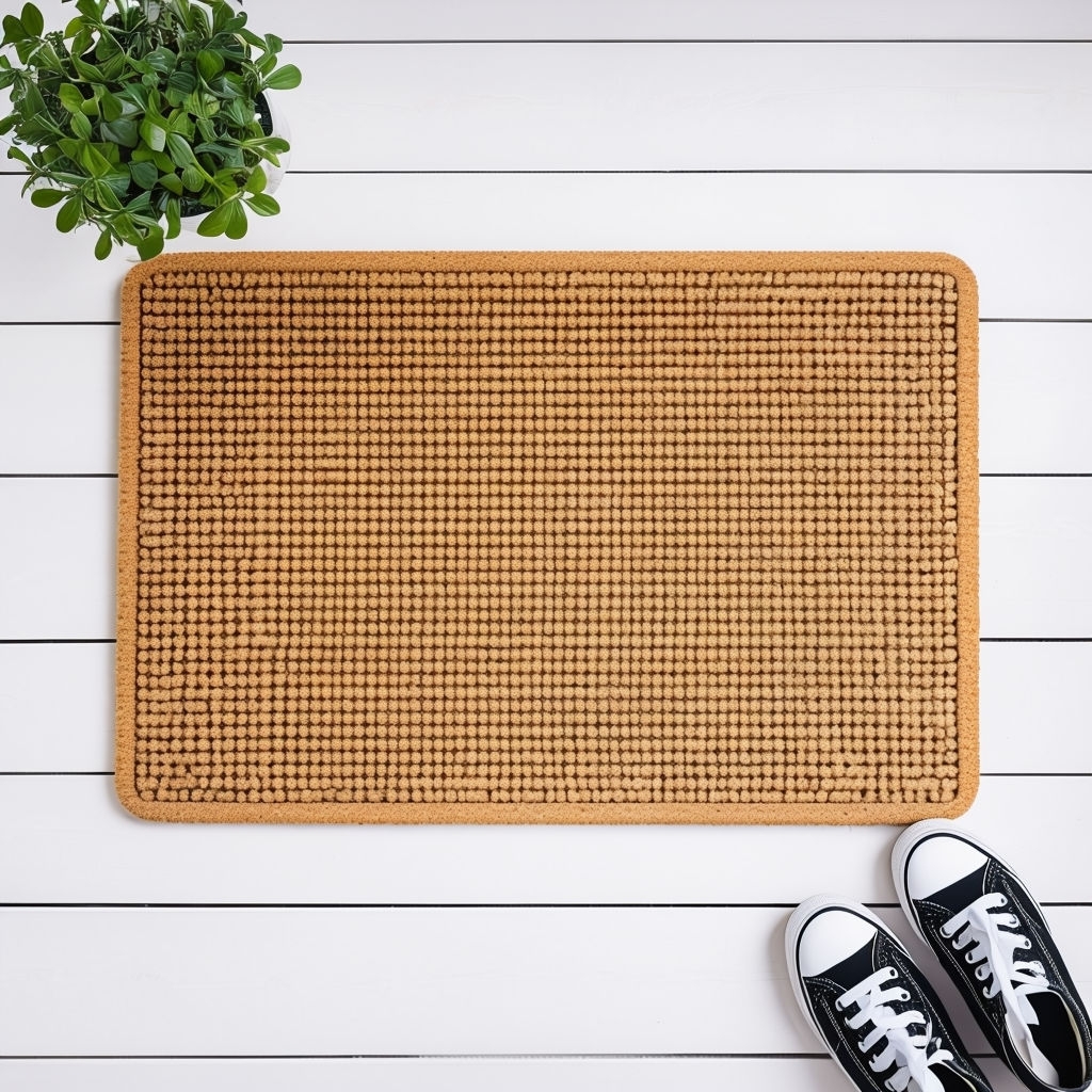 Cozy Natural Scene with Door Mat and Sneakers Mockup