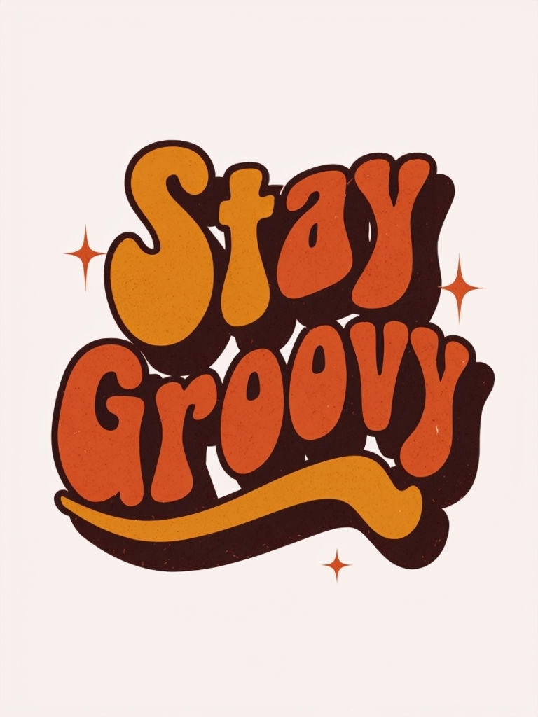 Stay Groovy Retro 70s Bubble Lettering Motivational Sticker