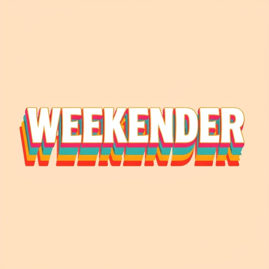 Vibrant WEEKENDER 3D Text Design with Colorful Patterns T-shirt