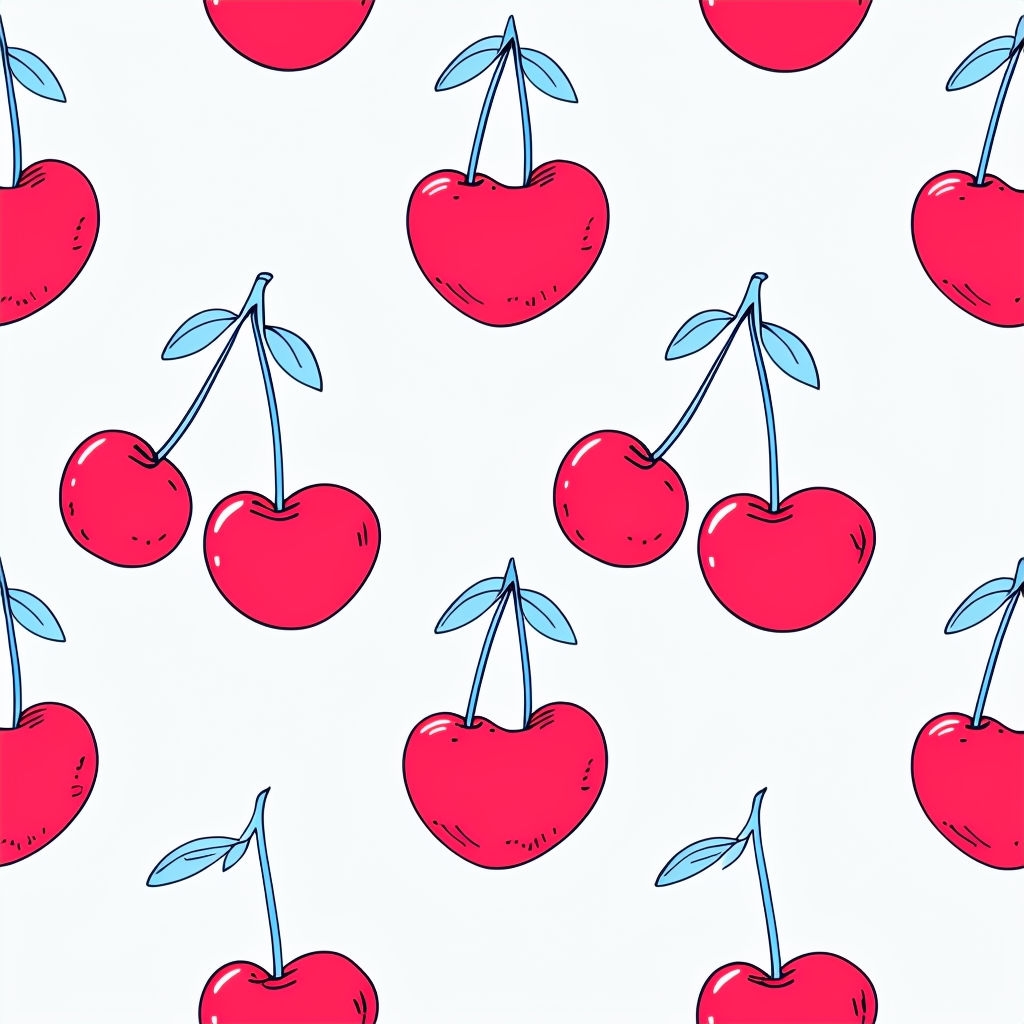 Playful Cartoon Cherries Seamless Pattern Design