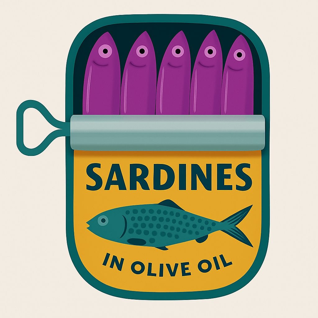 Minimalist Open Can of Sardines in Olive Oil Illustration Sticker