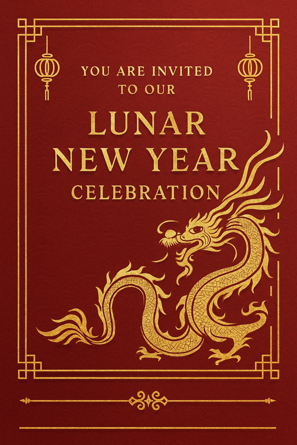 Elegant Lunar New Year Celebration Invitation Card Design