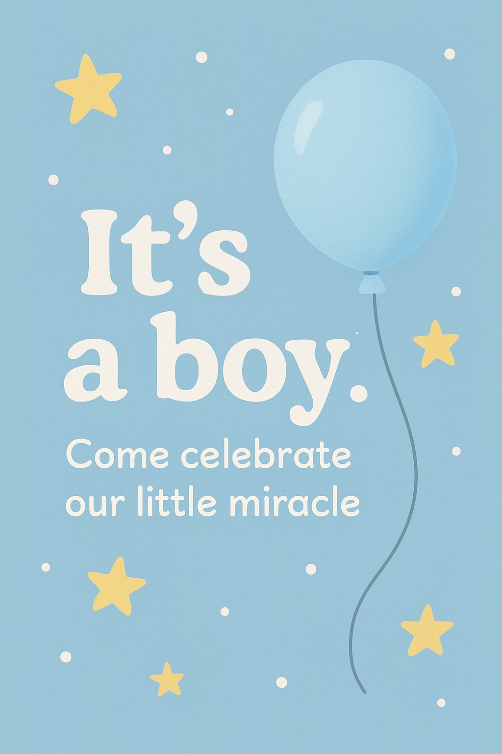 Minimalist It's a Boy Baby Shower Announcement Card Design