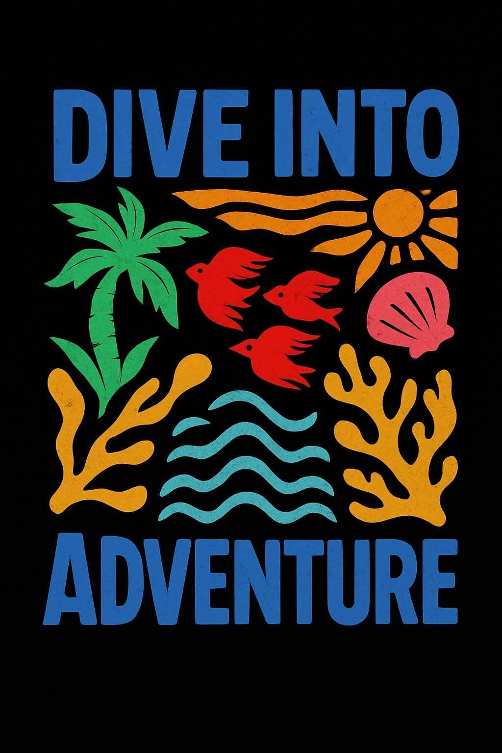 Vibrant Retro Dive Into Adventure T-Shirt Design