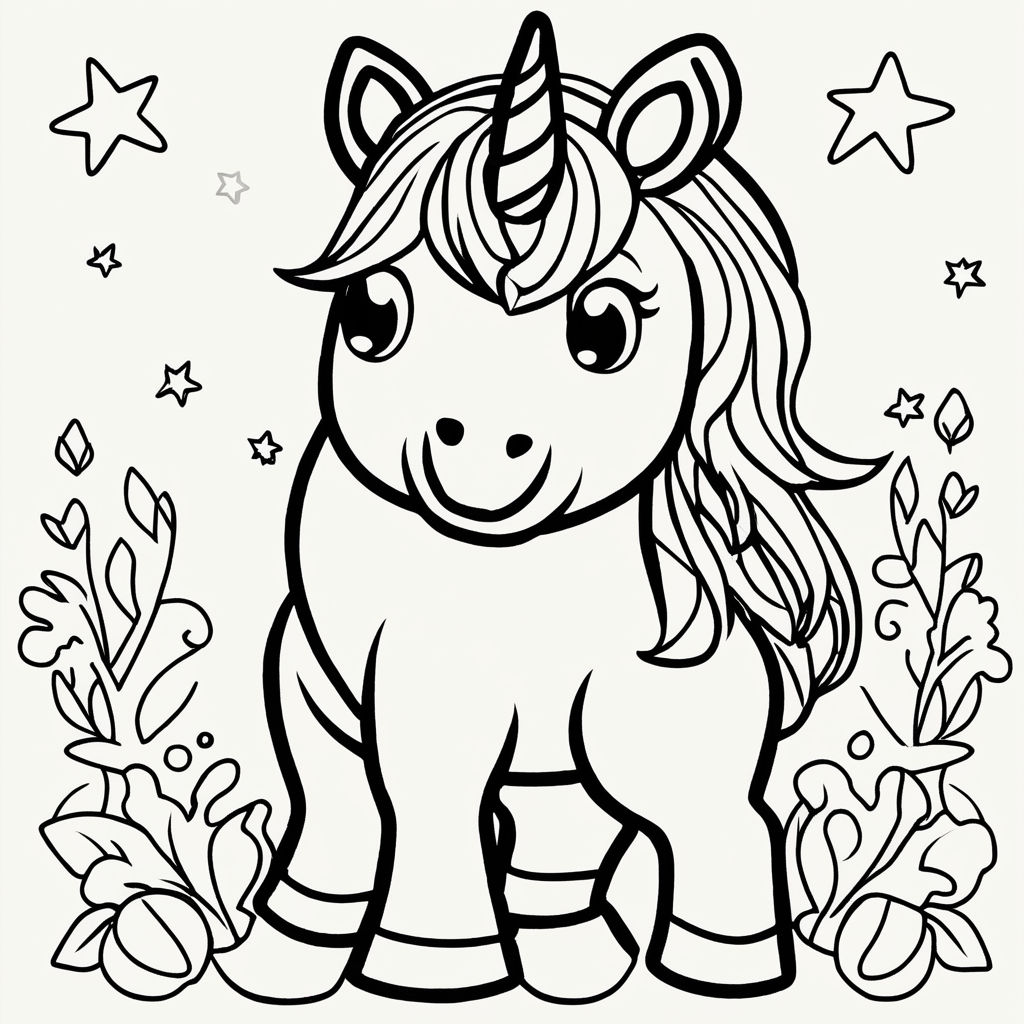 Coloring page for children from 4 years old. Cute unicorn fo... by The ...