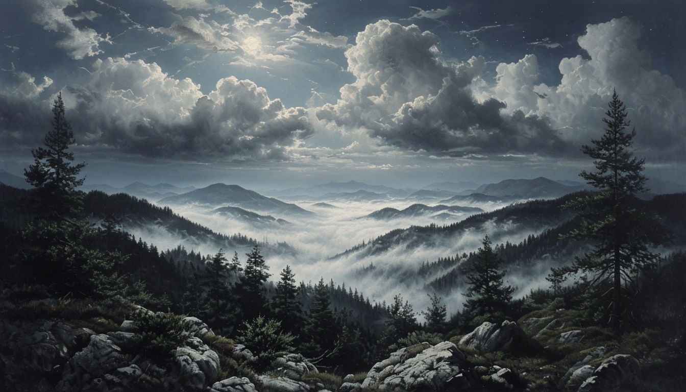 Mystical Moonlit Mountain Landscape for Virtual Backgrounds
