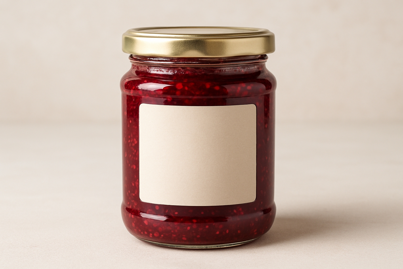Minimalist Deep Red Jam Jar Mockup with Glossy Texture