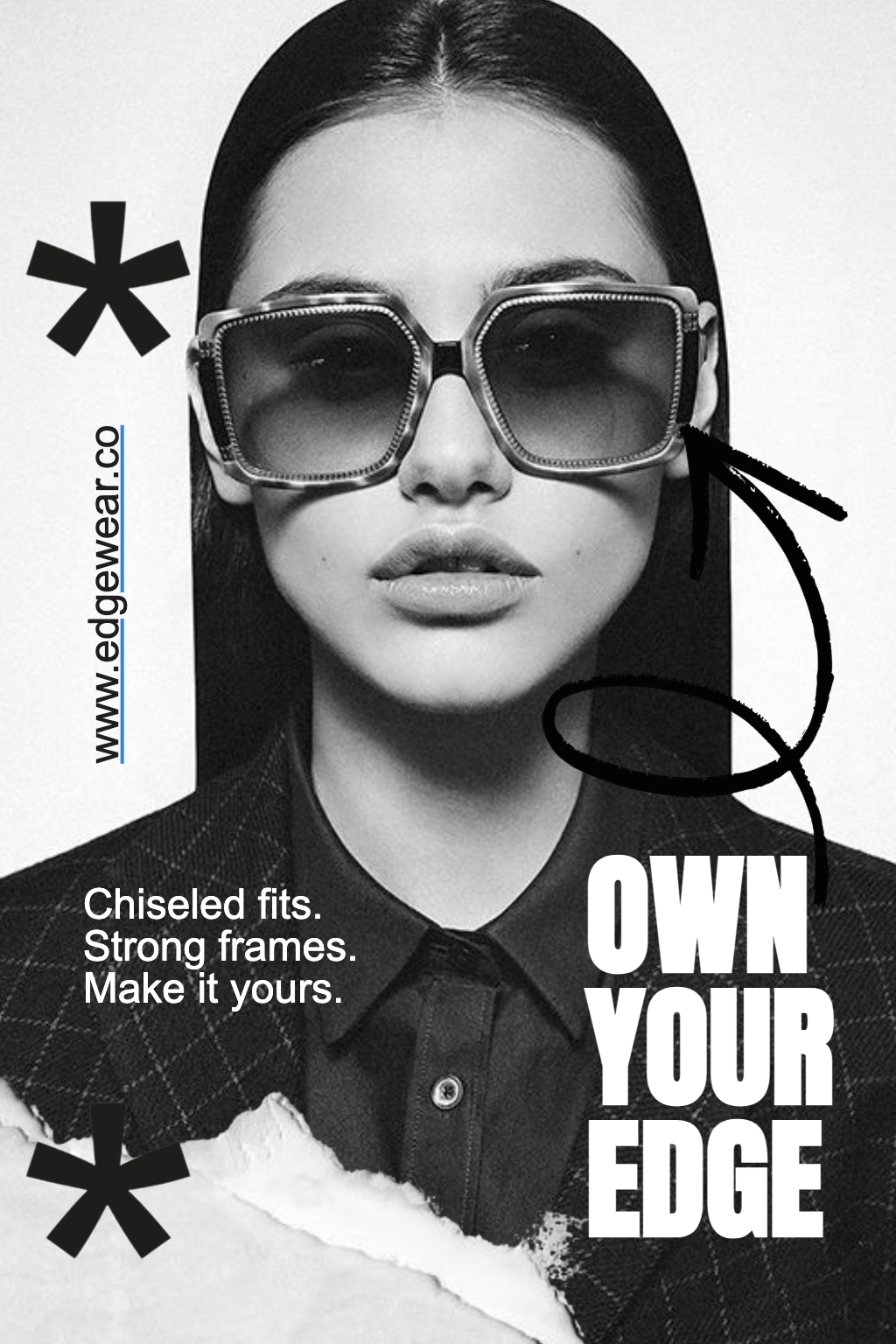 Modern Black and White Promotional Advertisement for Eyewear Flyer
