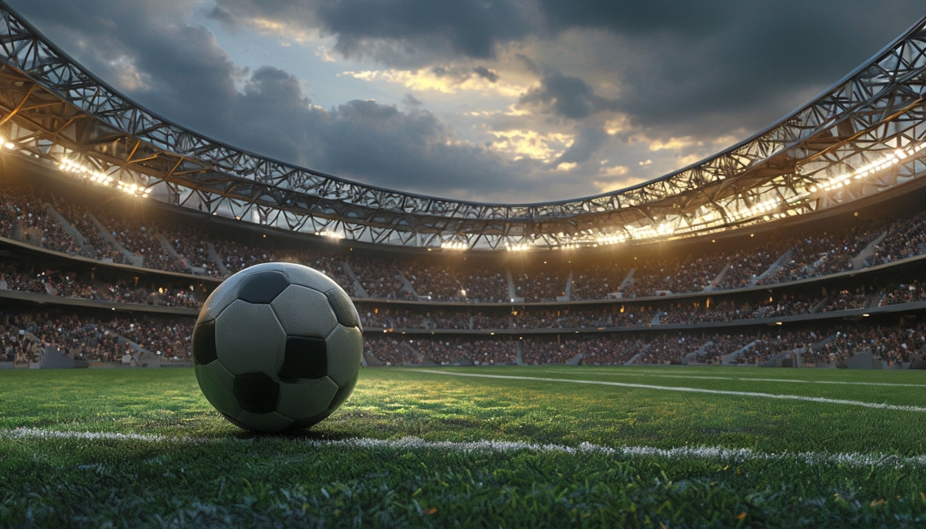 Dramatic Soccer Stadium 3D Rendering with Vibrant Atmosphere Virtual Backgrounds