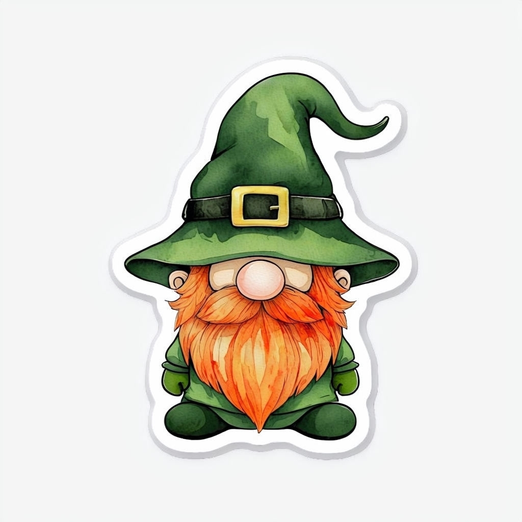 Cheerful Cartoon Gnome Character Illustration Sticker